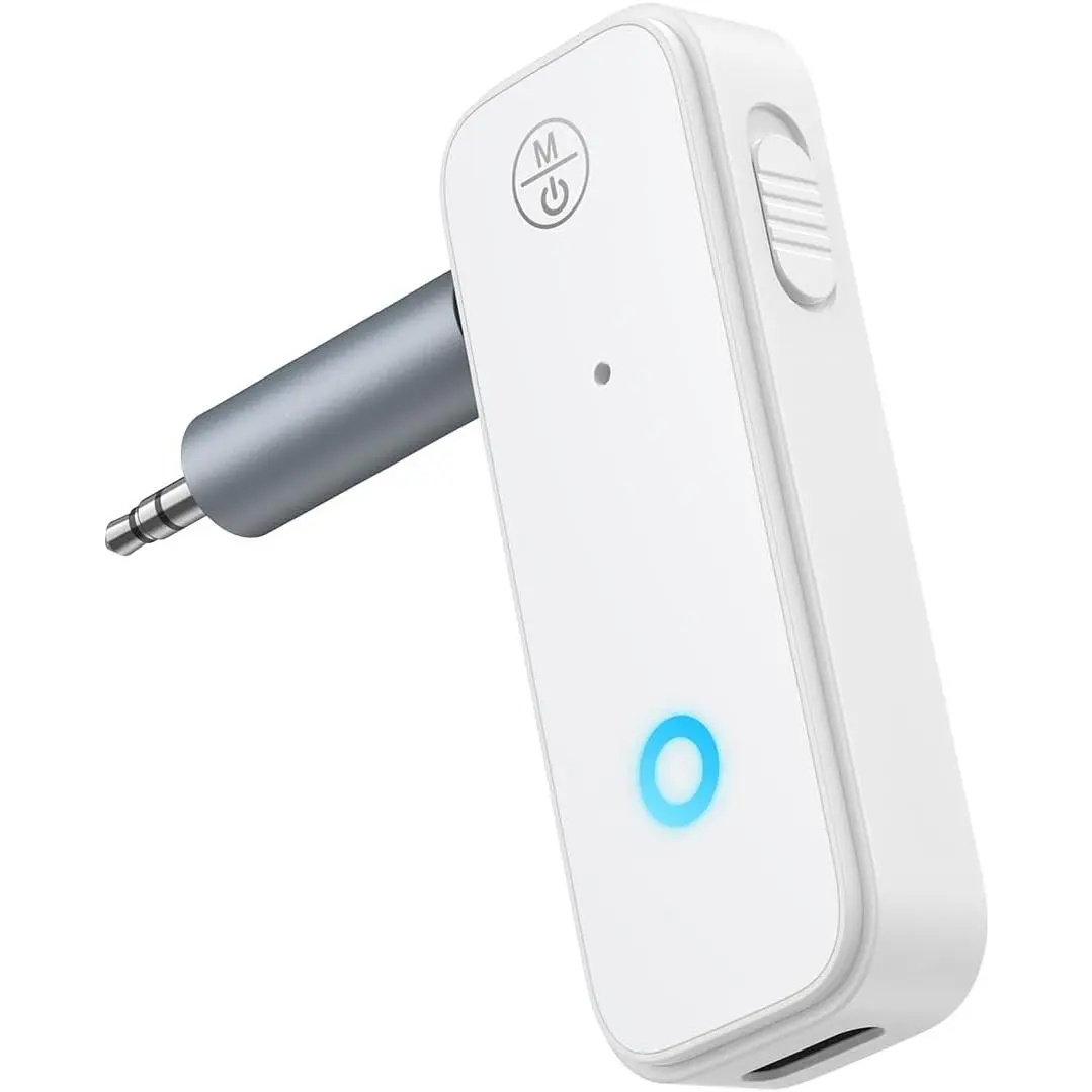 5.4 2-in-1 AUX Audio Adapter - Compact Transmitter Receiver Device for TV, Headphones, Stereo Speaker, Hands-Free Calls, 3.5mm Port, Audio Accessories, Button-Controlled Equipment