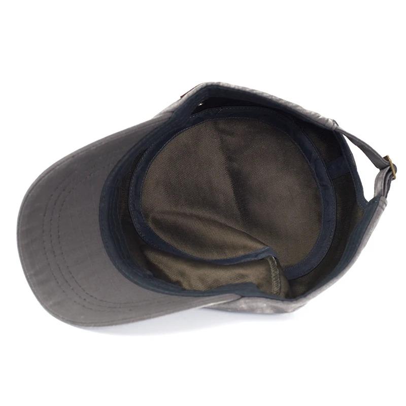 Washed Cotton Military Caps Casual Flat Top Hat Men Women Cadet Army Cap Adjustable Unique Design Vintage Four Seasons