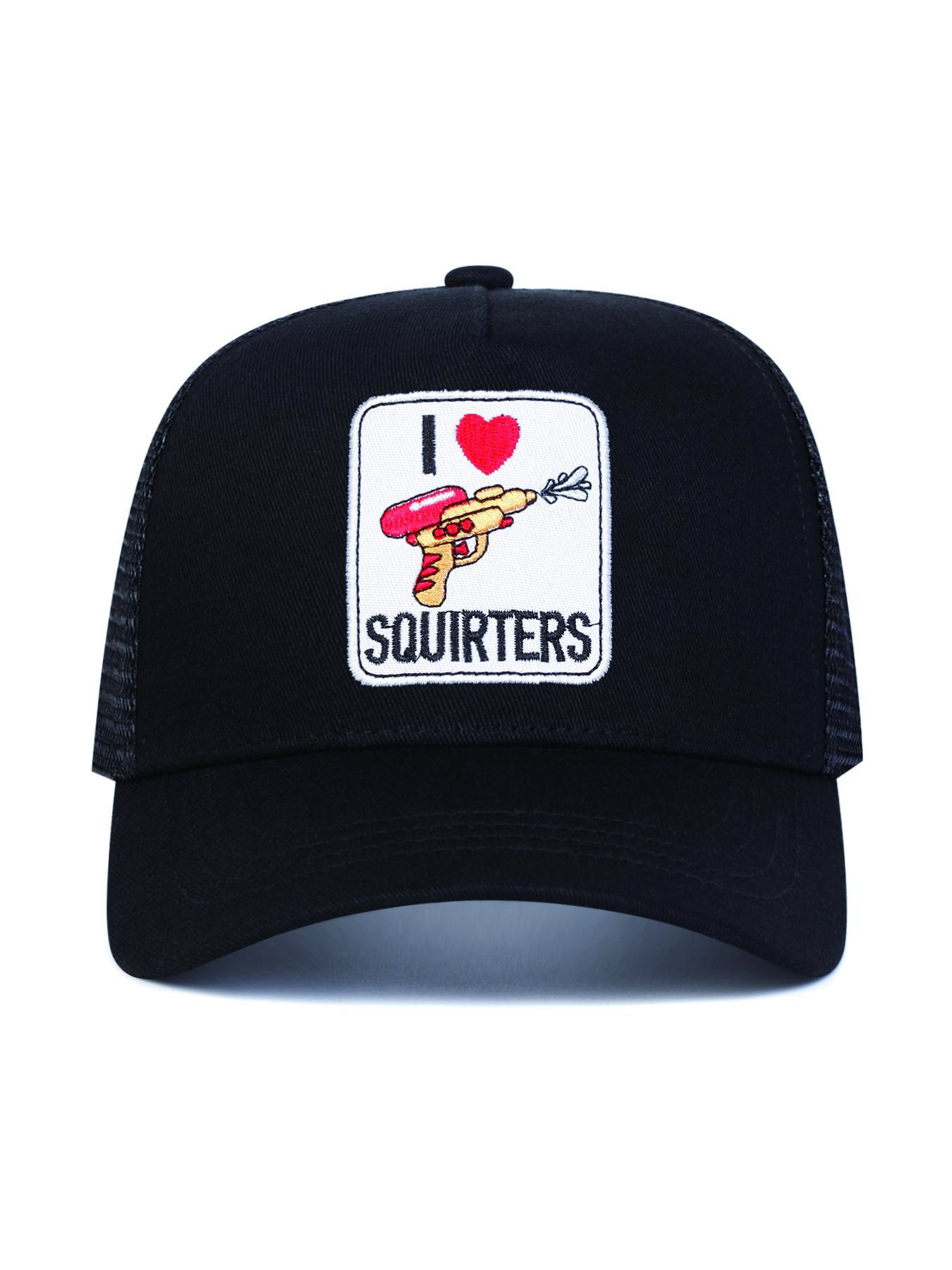 Unisex Squirters Baseball Cap Trucker Snapback Hat, Outdoor Sun Protection Adjustable Casual Hat, Spring & Fall Travel Beach Vacation, Fitted Woven Fabric