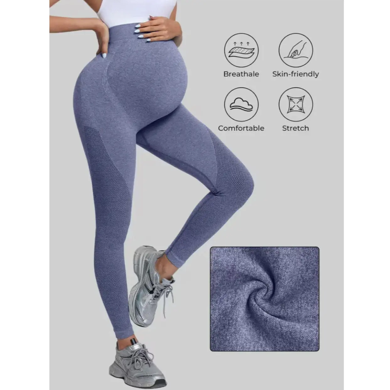 Women's Maternity Apparel High-Waist Solid Color Stretchy Leggings with Abdominal Support, Pregnancy Bottoms for Yoga Pilates Training, Super Stretchy Leggings Maternity Essentials Maternity Summer