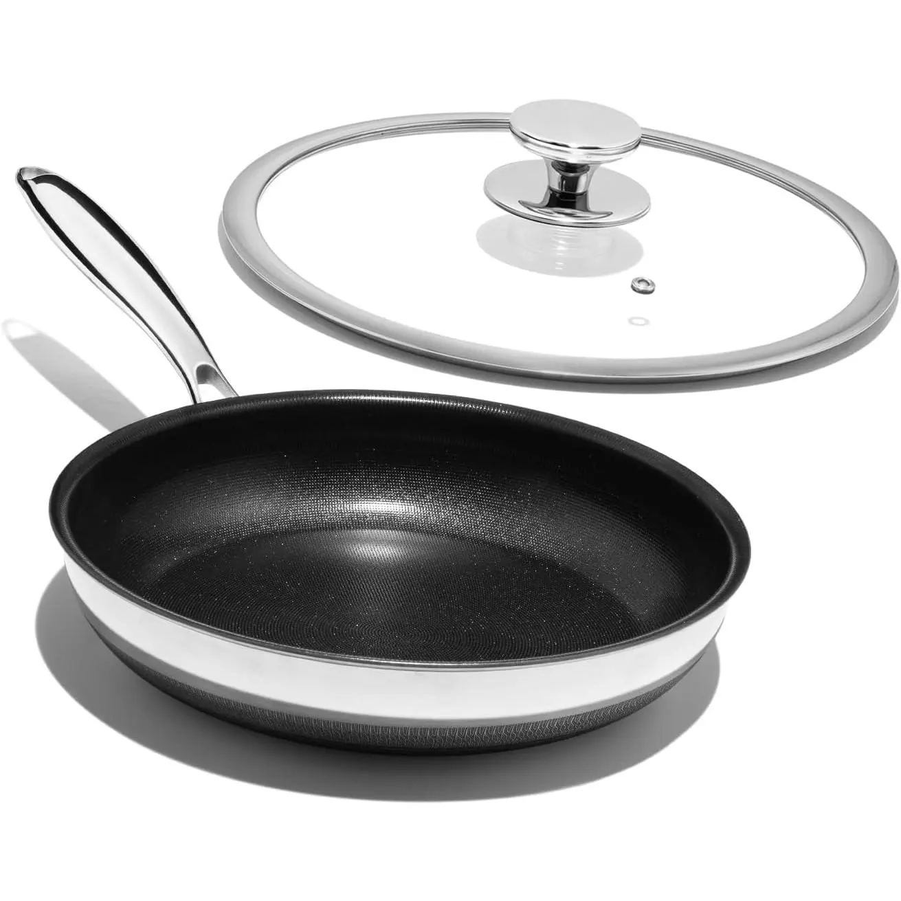Nonstick Frying Pan Set – 8" 10" 12" Titanium Ceramic Skillet with Lid, Stay-Cool Handle,, PTFE, PFOA-Free, , Dishwasher & Oven Safe, Compatible with  Cooktops