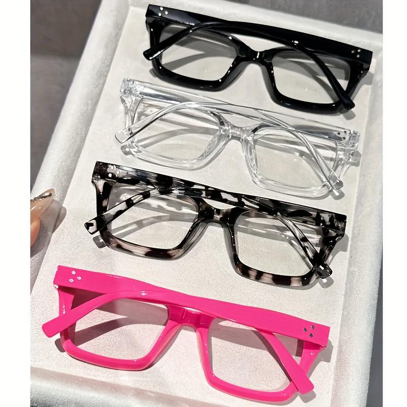 4Pcs Classic Square Frame Non Prescription Glasses Daily Wear Office Study Clear Lens Lightweight Comfortable Unisex Eyewear Durable Frame All Day Use