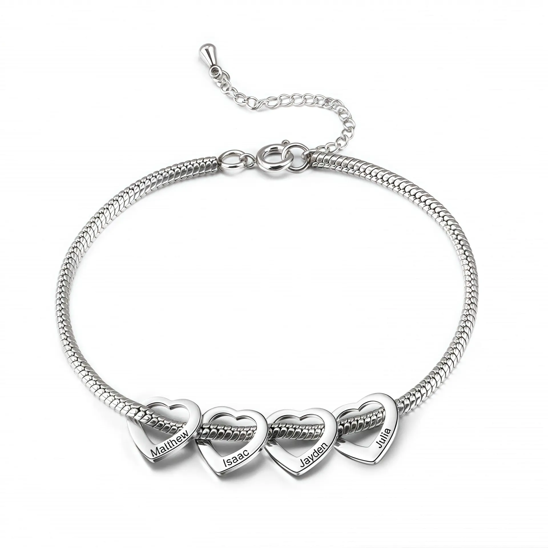 Steel bracelet + 4 hearts