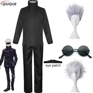110-3XL Black / Blue Gojo Satoru Cosplay Costume Eye Patch Wigs Glasses Anime Halloween Party Unisex Uniforms