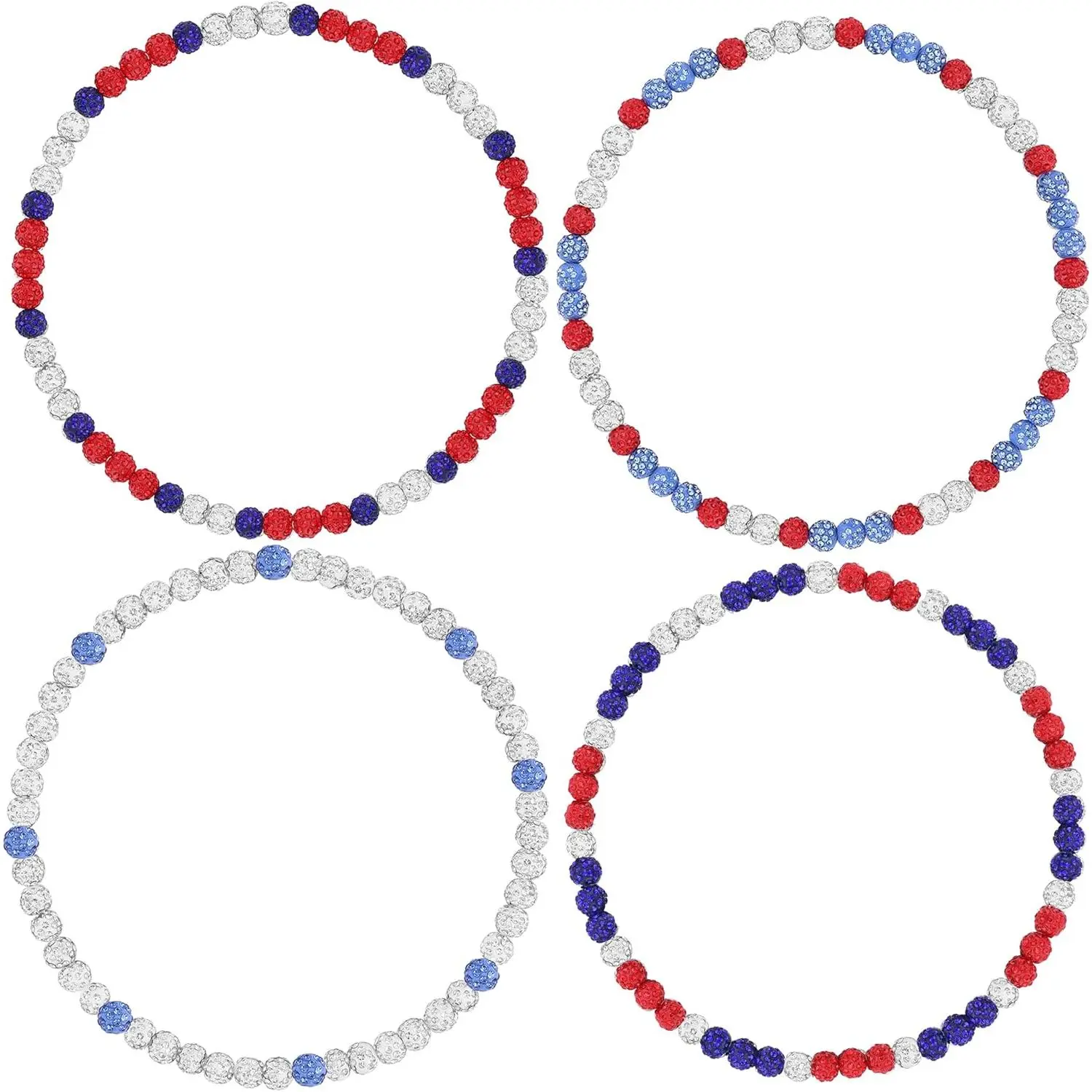 Men's 4-Piece Baseball Beaded Chain Necklaces - Bling Ice Collection Rhinestone Necklaces, 20 Inches Diamond Discoball Drop Accessories, 3 Size Options, Meaningful Gifts for Sports Enthusiasts for Baseball Games, Sports Events, Casual Or Sports Events