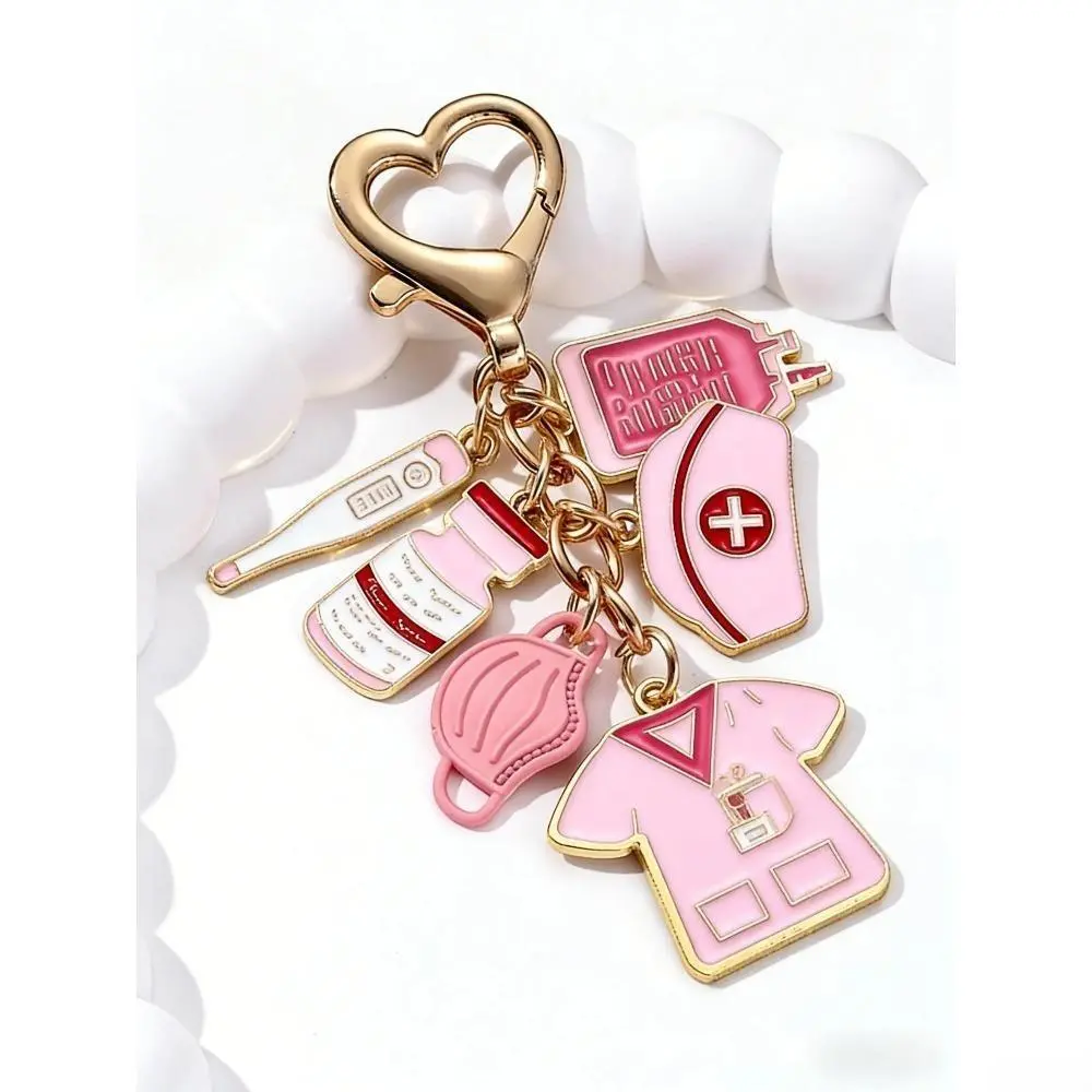Nurse-Doctor Theme Alloy Pendant Charm with Buckle Clip, One-Size Female Bag Keychain Jewelry, Ideal Gift for International Day