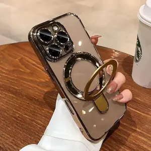 [LX]Luxury Electroplated Phone Case With Built-In Stand And Camera Protector, Magnetic Invisible Stand, Compatible With IPhone 17 Pro Max/17 Air/16/15/14/13/12, MagSafe Compatible, Military-Grade Protection, With Camera Protector.