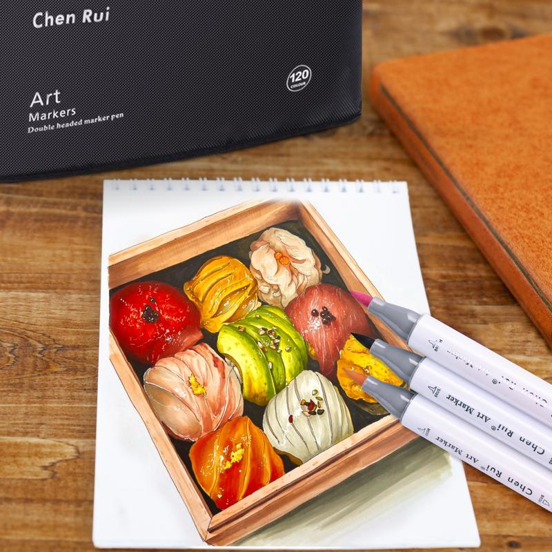 Alcohol Based Brush Markers, Art Markers Pen, 80/120pcs/set Double Tipped Art Marker Set, Refillable Dual Tips Marker Set for Artists Adults Coloring Sketch