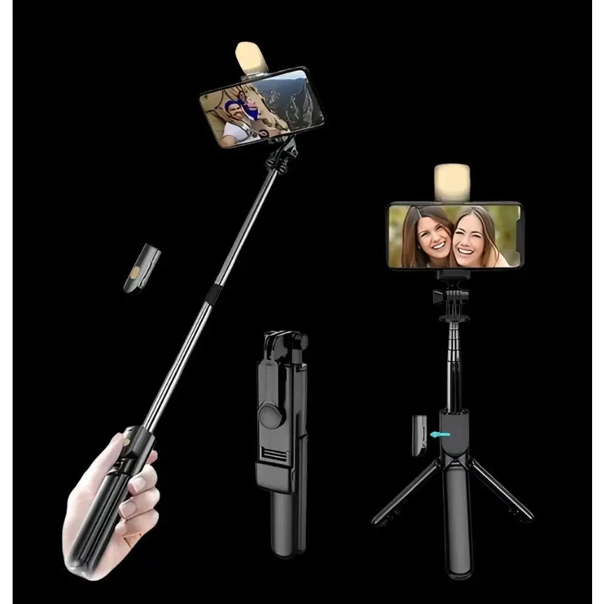 Phone Tripod & Selfie Stick, Extendable Cell Phone Tripod Stand with Wireless Remote and Phone Holder, Compatible with iPhone Android Phone-1