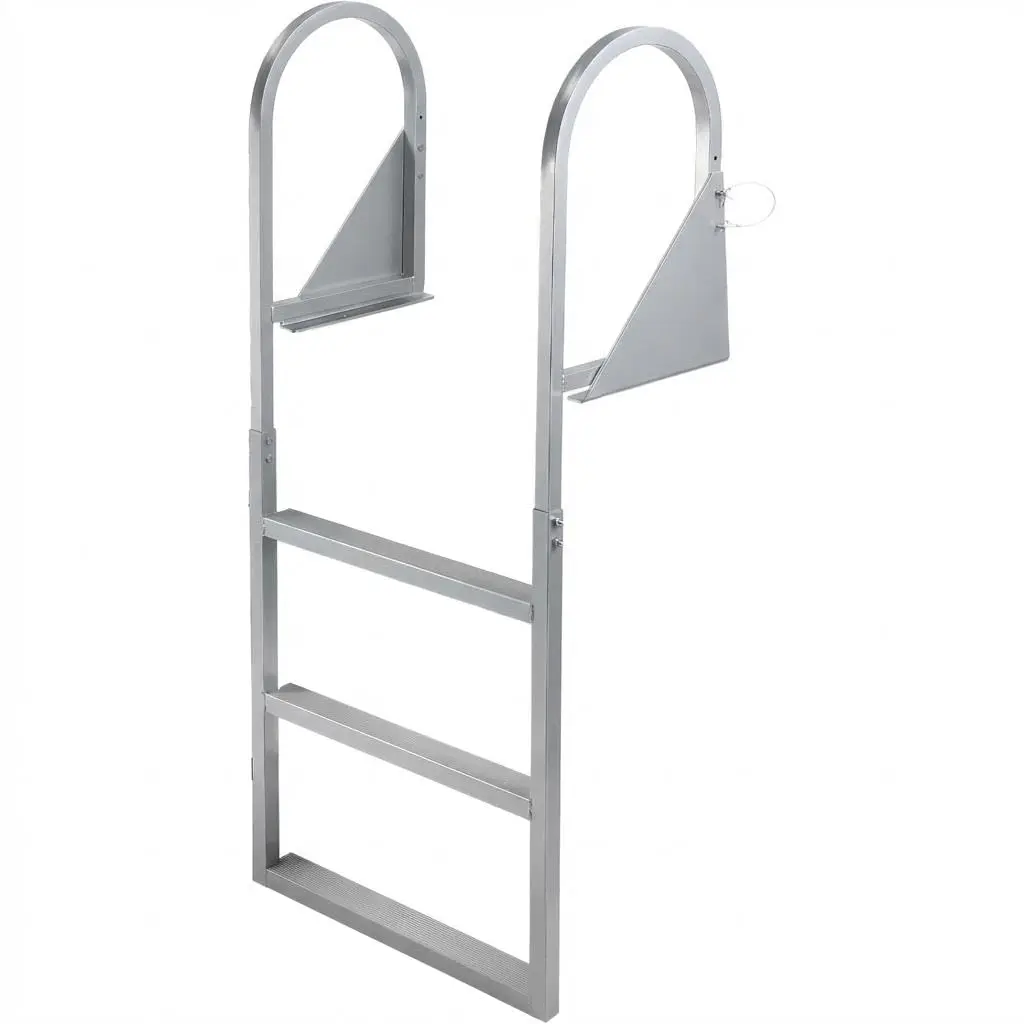 Garvee Heavy Duty 5-Step Aluminum Tailgate Ladder, 350 lbs Load, Turn Over-Up Removable Steps, Non-Slip Treads, Anti-Corrosion Powder Coating, For Pontoon, Lake, Marine – Straight Ladder,