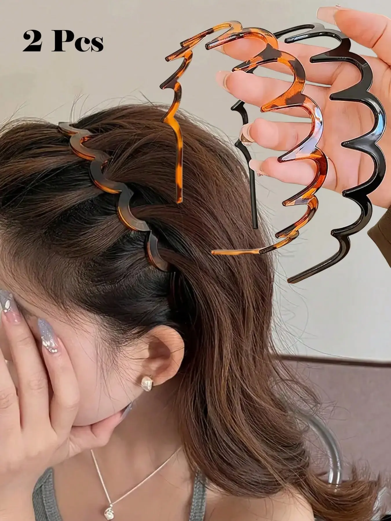 2pcs Elegant Leopard Print Big Wave Headbands, Fluffy Hair Scrunchies, Suitable For Daily Wear, Can Be Used As Face Mask, Headband, Summer Hair Accessories Hairband