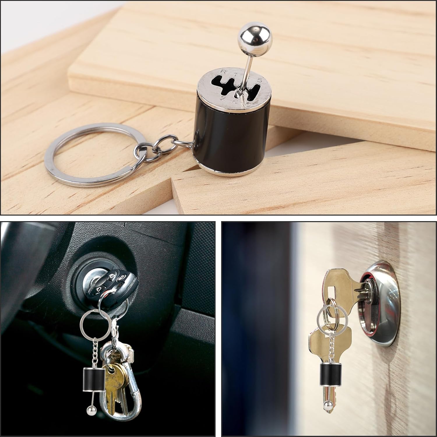 Gear Shifter Keychain, 6 Speed Manual Transmission Keychain Mini Gearbox Key Chain Stick Shift Keyring Creative Fidget Toy for Men Car Lovers Gift Auto Part Accessories