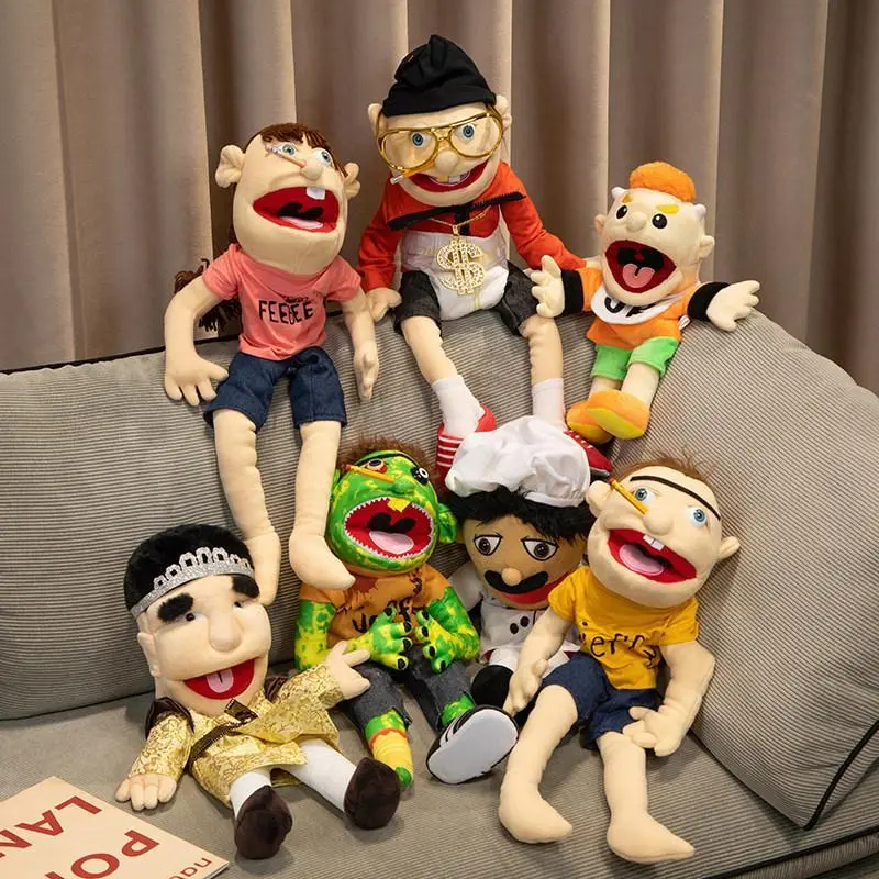 Jeffy Hand Puppet SML Family Plush Toy with Movable Mouth Soft Stuffed Muppet for Kids Talk Show Roleplay & Birthday Gift