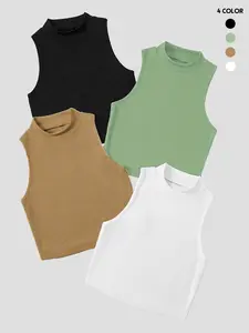 Women's Casual Fitted Tank Top Set, Casual Chic Sleeveless, Thin Kint Fabric, Summer Fashion, Comfortable & Stylish Design, Perfect for Daily Wear
