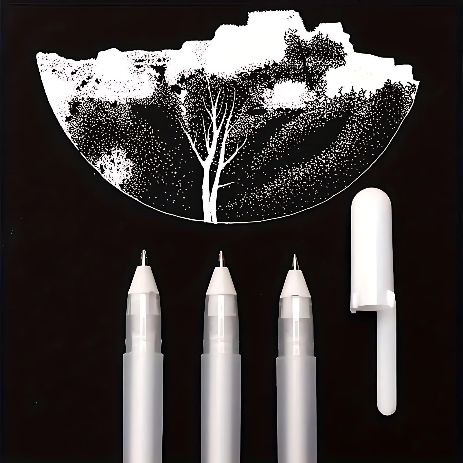 White Marker Pens (5 Counts), Portable White Gel Pen Set, Writing & Drawing for Students, Office, School, Home, Fine Tip Markers