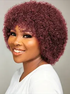 Afro Kinky Curly Wave Human Hair Wig for Women Pixie Cut Wig for Daily Party Use Wig Full Machine Made Wig 150% Density Afro Kinky Wigs