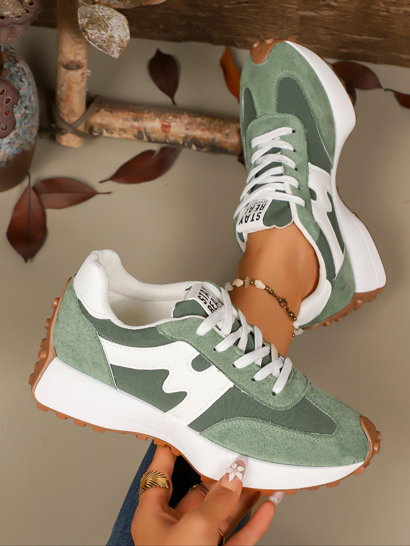 2026 Women's Fashion Thick Sole Sneakers, Breathable Walking Shoes with Textile Upper and Rubber Sole, Suitable for All Seasons, Trendy Walking Sneaker