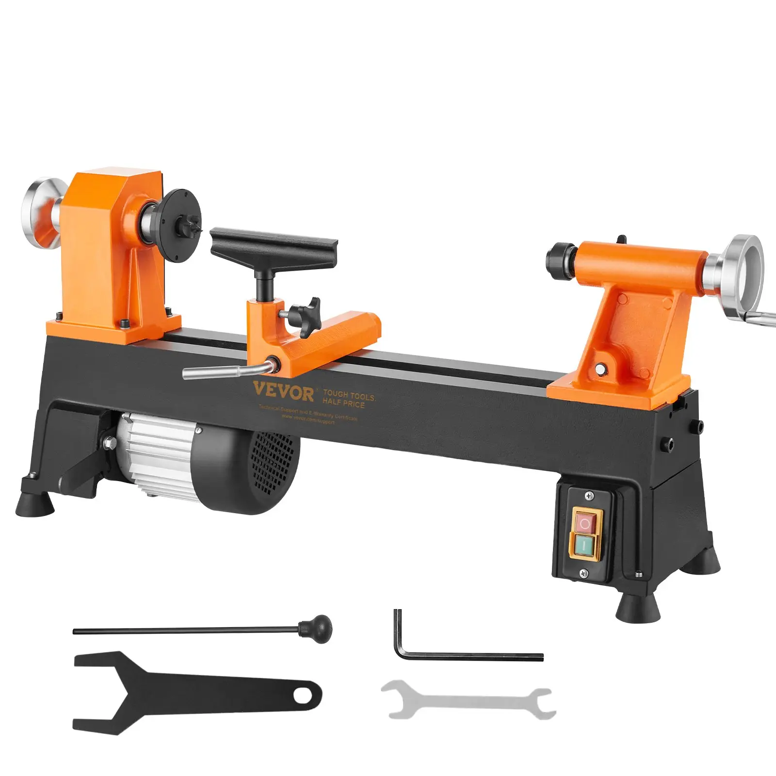 VEVOR Rectangular Tabletop Wood Lathe, 10x18 in, 0.5 HP 370W Motor, 5 Adjustable Speed (780-3840 RPM) for Wood Crafting, Includes Rod Injector, Wrenches, Faceplate, Lathe Tool