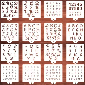 Alphabet Letter Stencils for Cookies Baking - 16 Pack Letter and Number Stencil Templates for Cakes Cookies Baking, Reusable Letter Stencils for Wood Crafts Painting & Cake Cookie Airbrush Decorating