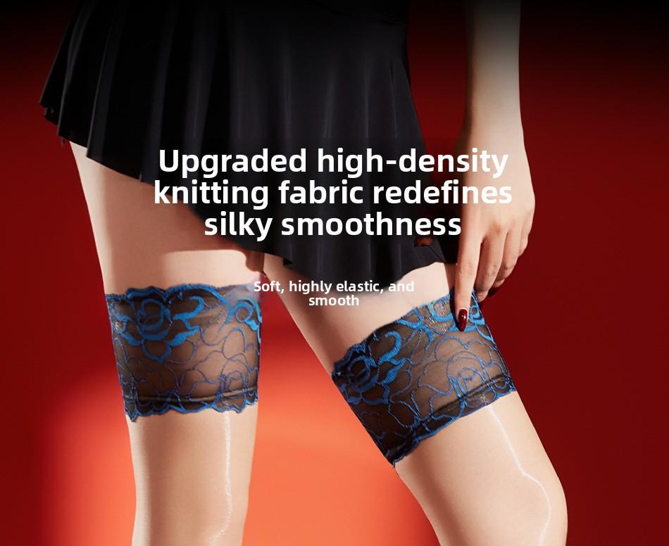 Camellia ultra-thin aurora lace sexy over-the-knee stockings nightclub disco color-blocking hot girl black long stockings