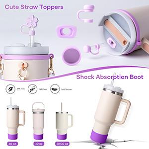 Cup AccessoriesI Bottle Handle Carrier Strap,Silicone Cup Boot, Lipstick Holder, Straw Topper & Spill Stopper Cute Decorative Charms, Accessories for Cup 40oz/30oz Decor