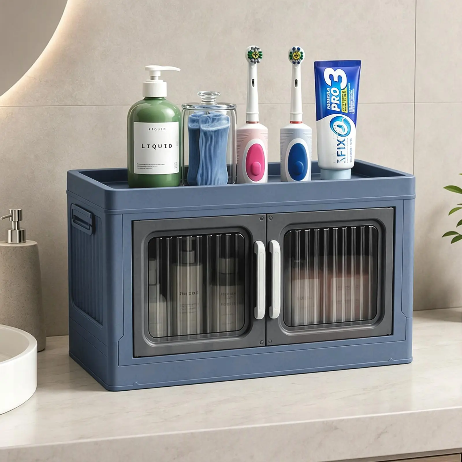 Collapsible Rectangle Plastic Storage Bins with Lids - Home Office Organiser for Indoor Recreation Space Organization