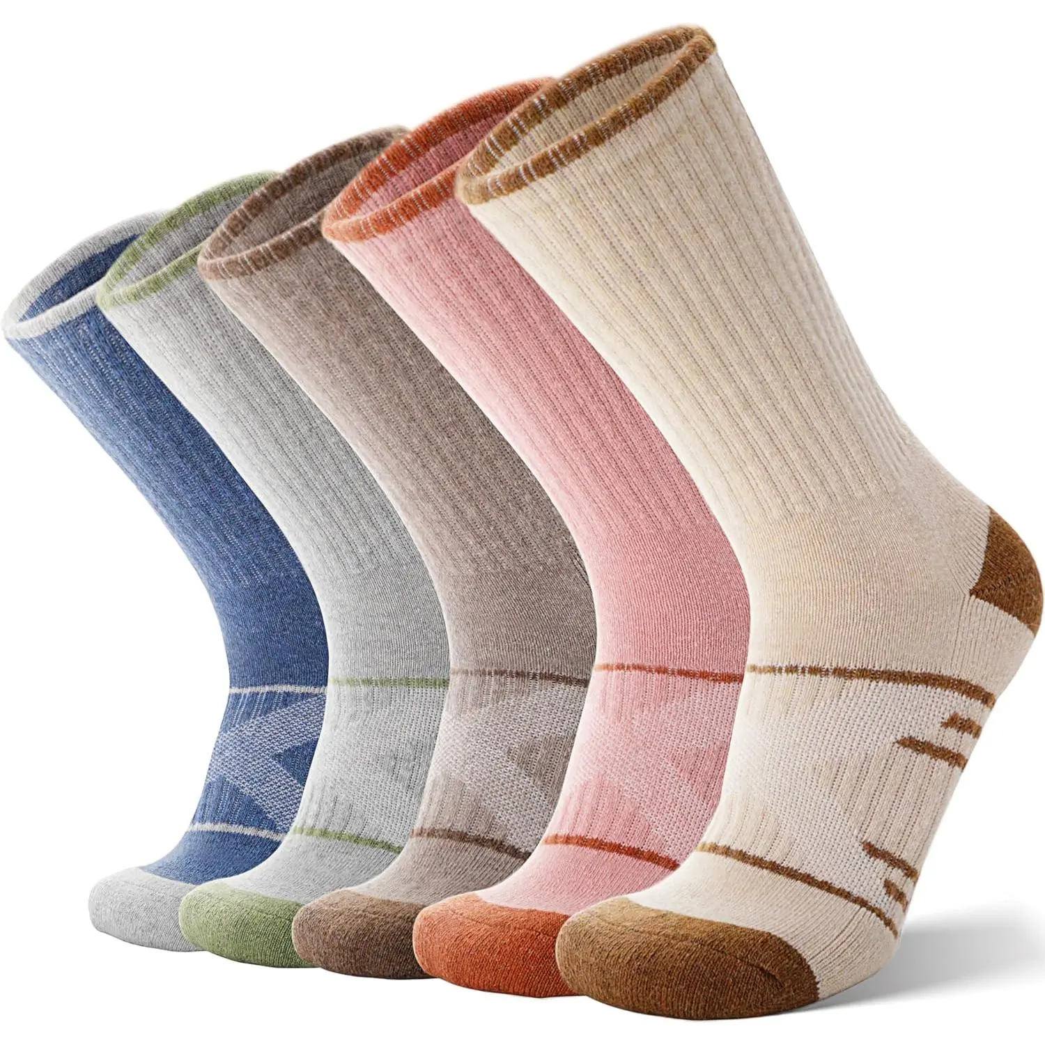 5 Pairs Merino Wool Hiking Socks  Men & Women Thermal Winter Warm Moisture Wicking Cushion Boot Socks