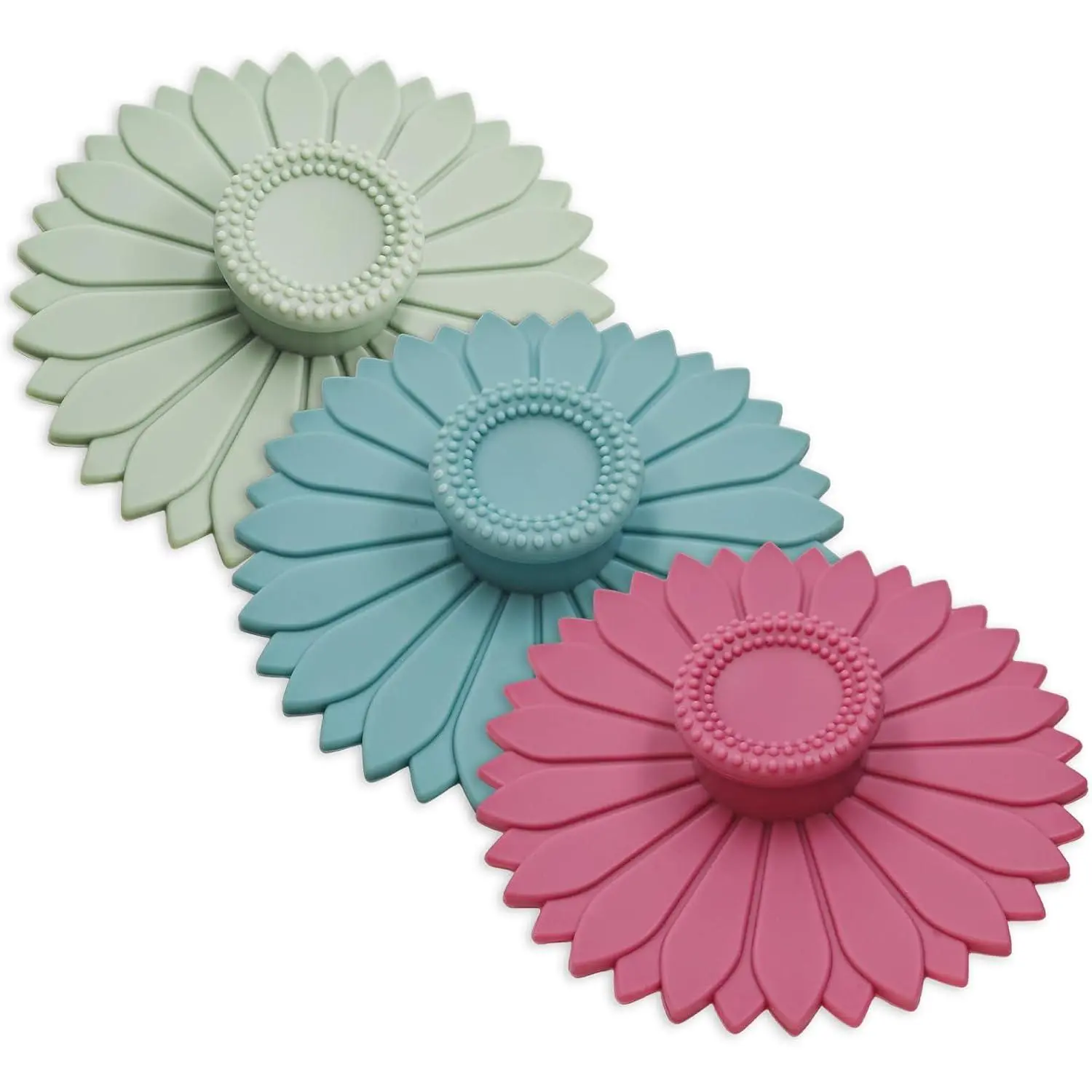 3PCS Reusable Sunflower Silicone Cup Covers - 4.1 Inch Suction Lids, Seal to Keep Drinks Warm/Cold, Dishwasher Safe for Coffee & Tea (Pet Supplies Compatible), Reuse