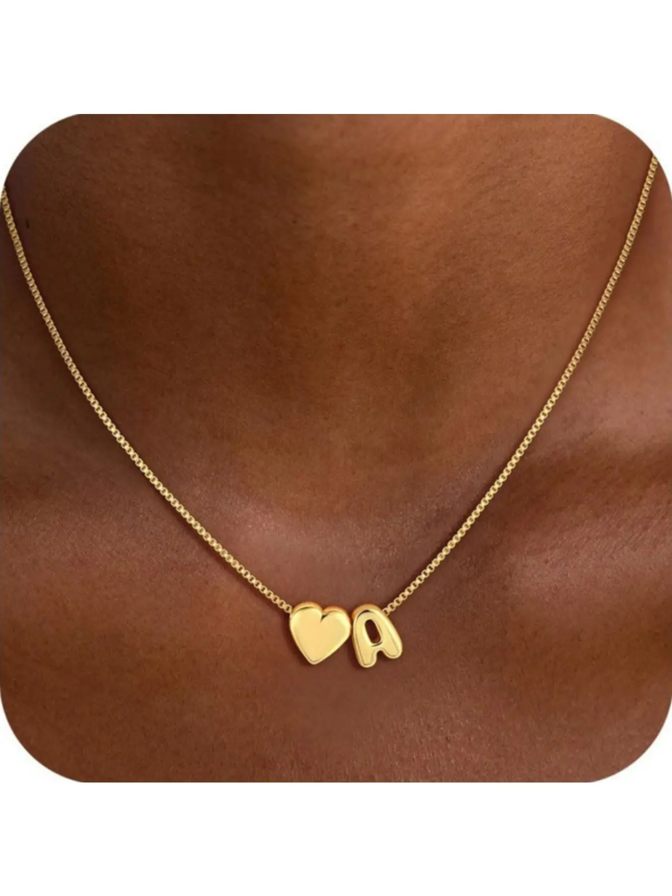Initial Heart Necklace for Women & Teen Girls, A-Z Bubble Letter Pendant, Dainty Tiny Heart Charm Necklace, Trendy Personalized Jewelry Gift for Her