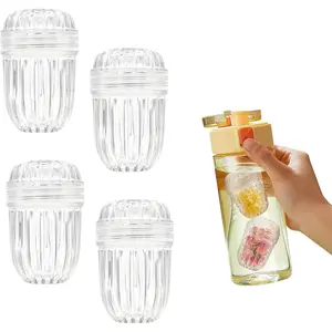 4-Pack Fruit Infuser Inserts for Wide Mouth Water Bottles - Leak-Proof Herb & Tea Strainer, BPA-Free Reusable Diffuser for 32-40oz Tumblers, Lemon-Infusable, Compatible with Flask & Coffee Containers, Ice Cube Ready