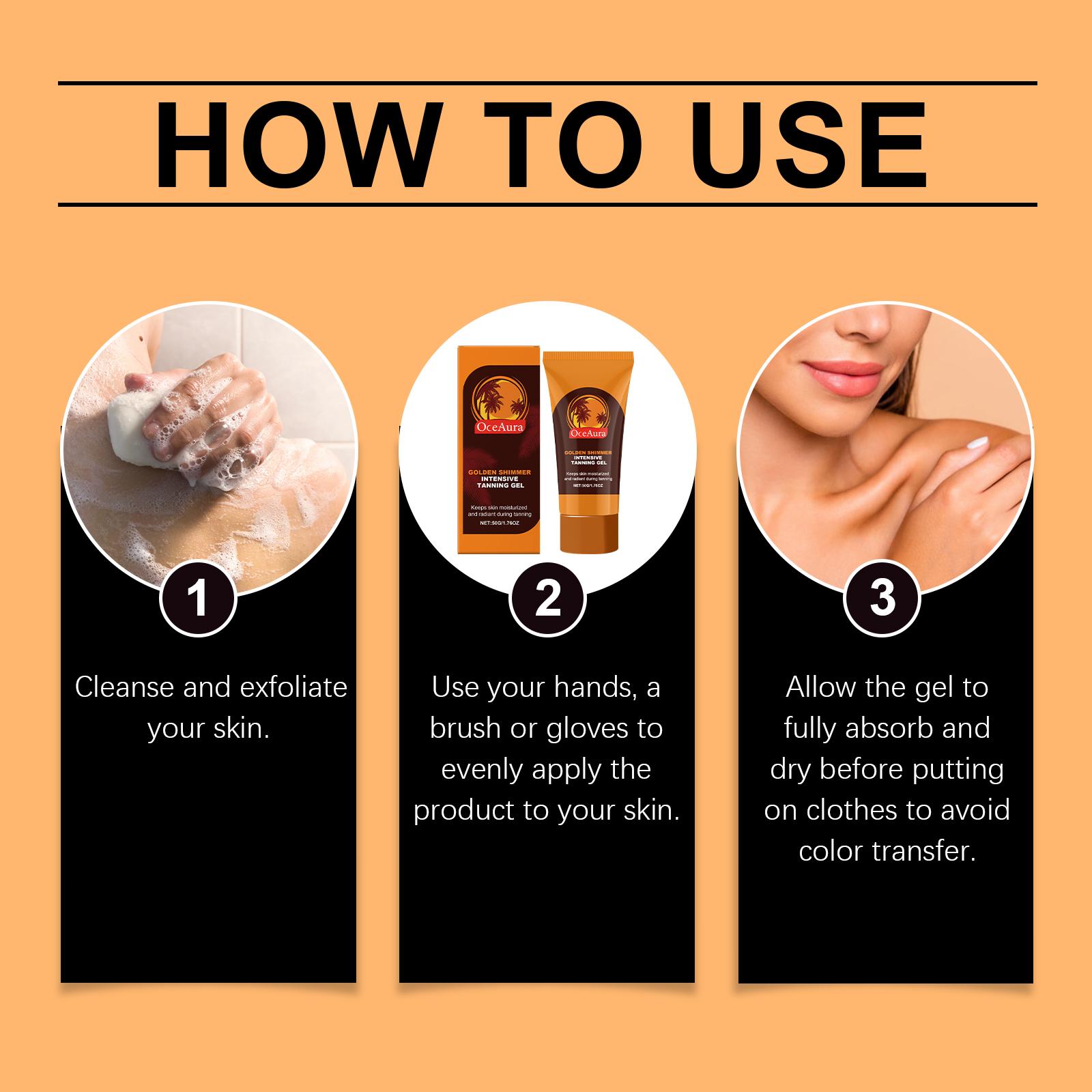 OCEAURA Golden Shimmer Tanning Gel, Sesame & Calendula Dual Care, Mica Shimmer No Color Transfer, Deep Nourishment Natural Radiance, Non-Greasy Fast Absorbing for All Skin