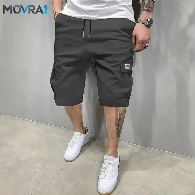MOVRA1 Menswear Men's Polyester Washable Loose-Fit Casual Multi-Pocket Knee-Length Straight-Leg Cargo Shorts - New Trendy Sportswear - cxy501