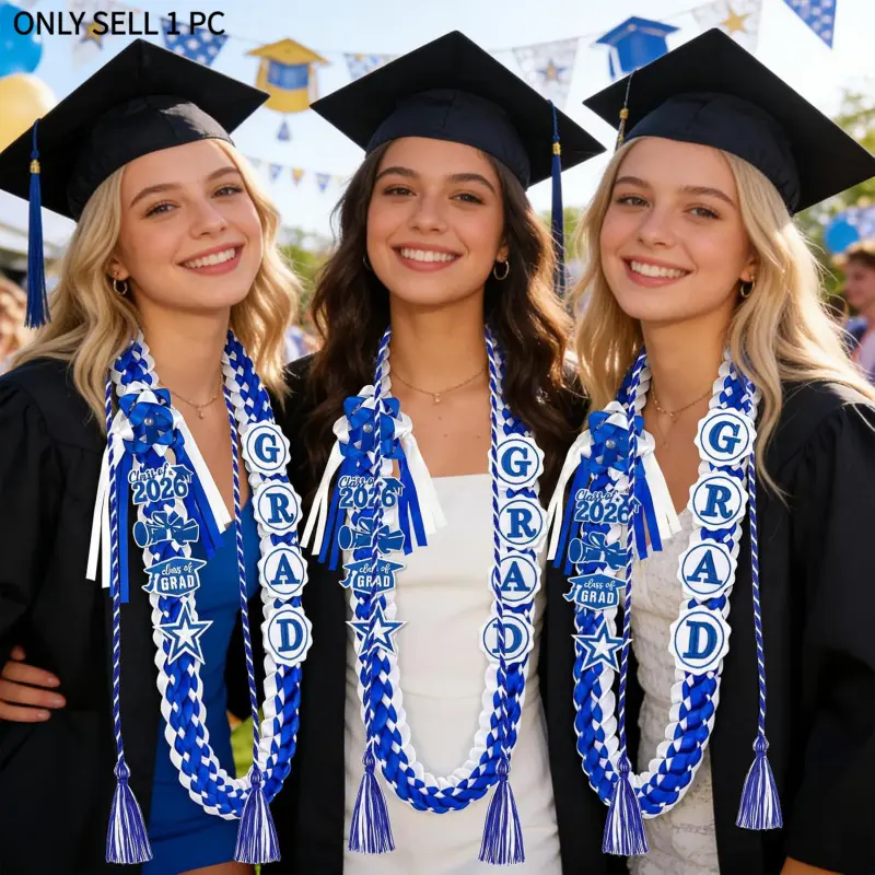 Class of 2026 Gift Ideas for Grads - Braided Graduation Ribbon Lei with Honor Sash, Two-Tone Tassel, Happy Graduation Gift & Party Decoration for College Students