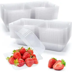 100 Pack Clear Plastic Take Out Container,Square Hinged  Container,Dessert Clamshell Containers with  for Hamburgers,Cakes,Sandwiches,Pasta,Chips