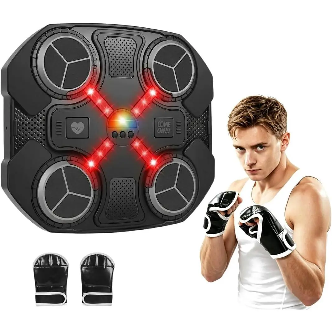 Music Boxing Machine for Kid and Adults, Boxing Equipment Wall Mounted Bluetooth Smart Punching Target with Gloves, Punching Bag, Workout Equipment Boxing Training
