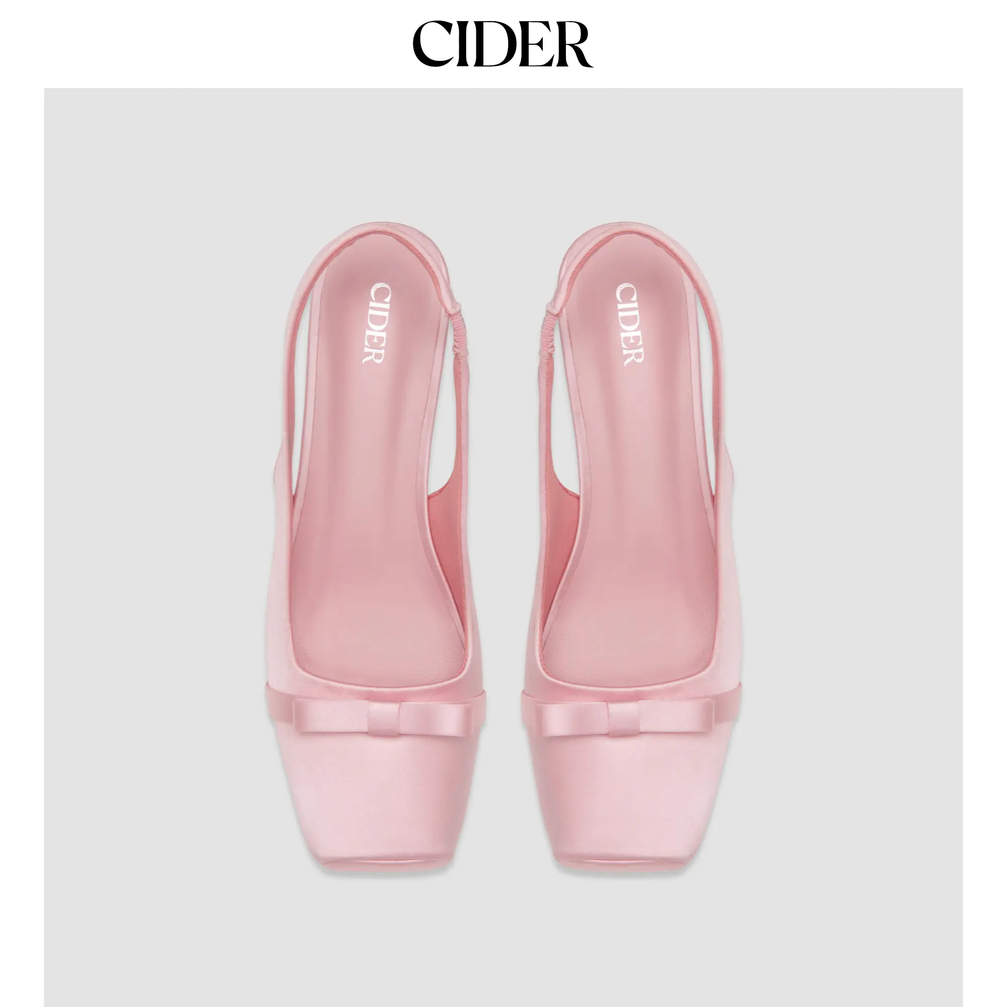 Cider BOWKNOT  SQUARE TOE SATIN HEELS