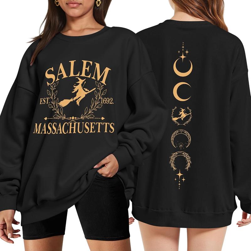 Halloween Sweatshirts For Women Oversized Salem Massachusetts Shirts Tops