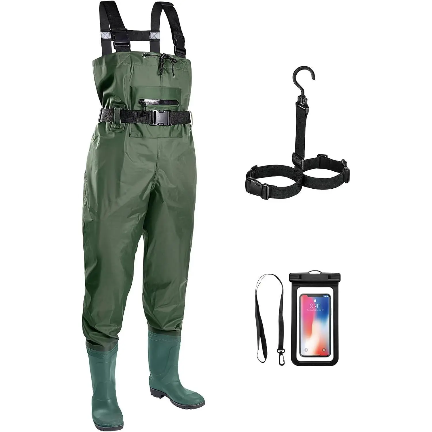 Fishing Waders for Men with Boots, 2-Ply Nylon/PVC Waterproof Fishing & Hunting Waders for Men and Women