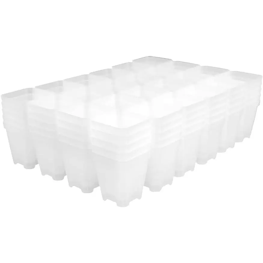 120 Pack Small 2.70 Inch Clear Plastic Square  and Seedling Pot Container, Seed Starting Transplant Planter with Drain Hole for Germination