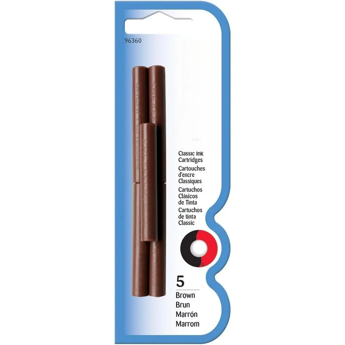Skrip Classic Ink Cartridges for Fountain Pens - 5 Black Ink Refills with Leakproof Fit and Smooth Flow