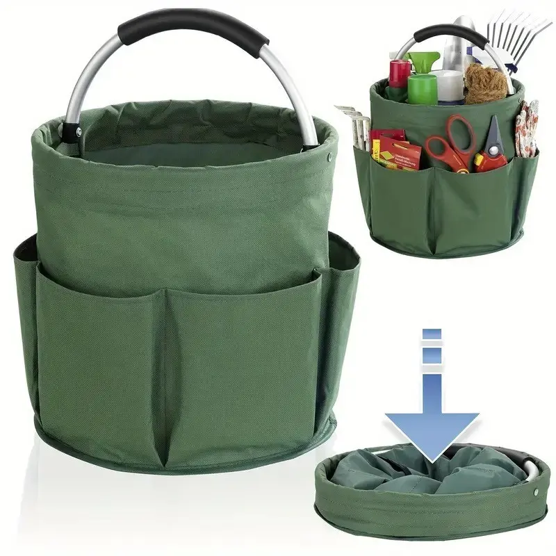 17L Cleaning Caddy with Handle, Foldable Storage Basket, Portable Multi Cleaning Bucket Bag, Cleaning Supplies Organizer for Home and Garden