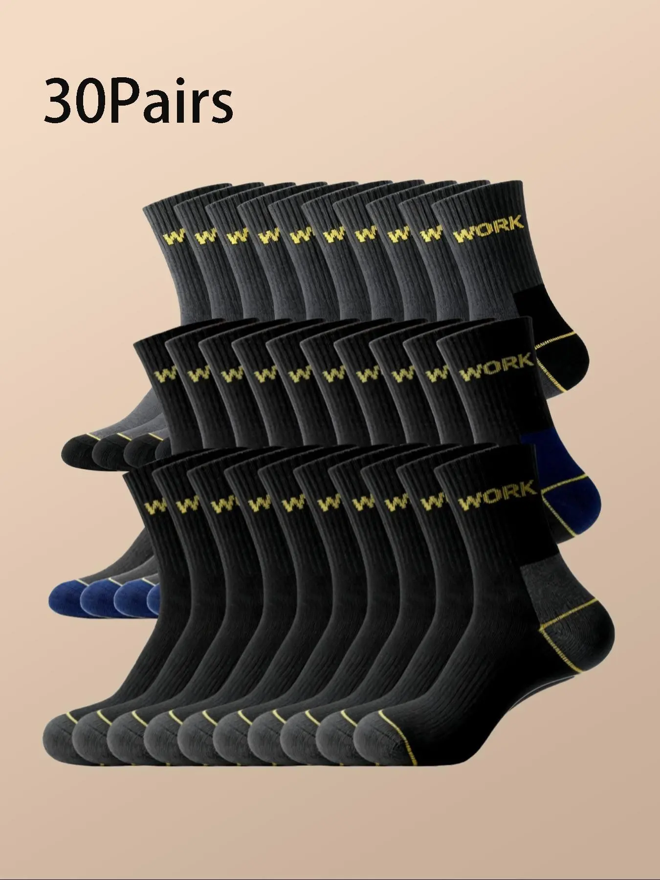30 Pairs Men's Sports Socks, Fashion Letter Design, Anti-Odor, Breathable, Comfortable, Suitable for Daily Use, Gym, Basketball, Athletic Socks