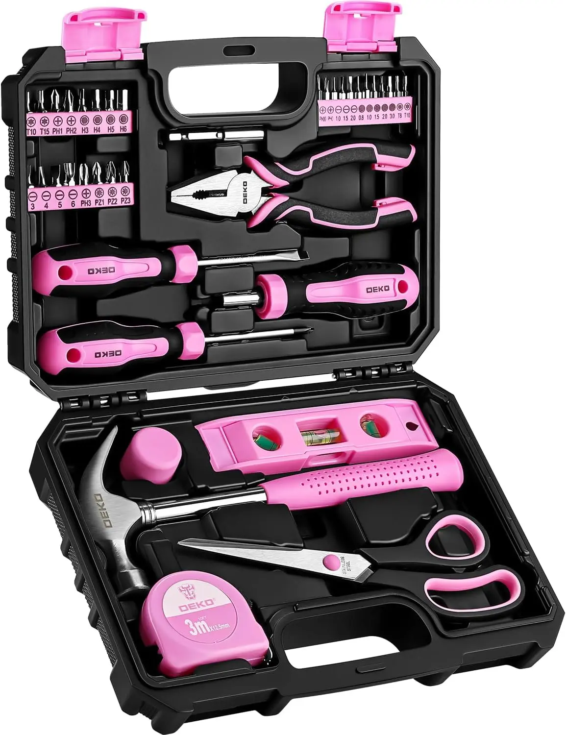 Pink Household Tool Set, 42-Piece Basic Home Repair Kit for DIY Projects