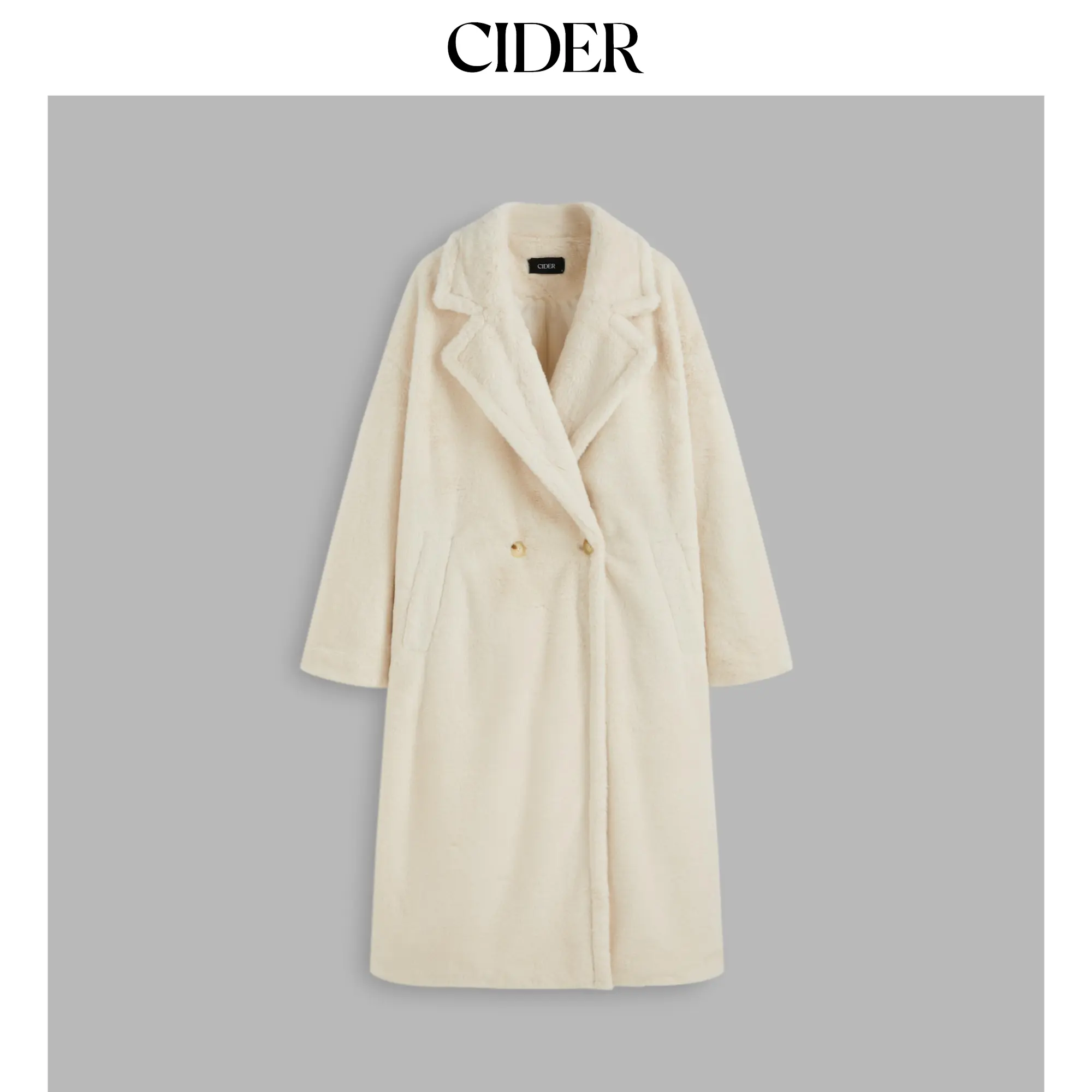 Cider [size 2-10] Faux Fur Collar Solid Double Breasted Coat SohoChic