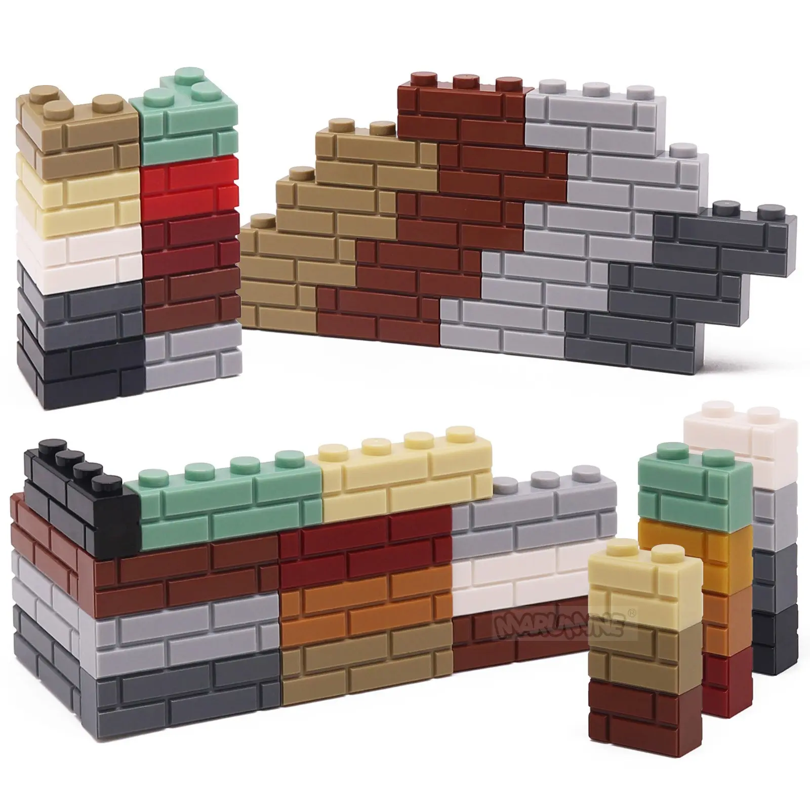 150PCS Brick Building Blocks Parts 1x2 1x3 1x4 Wall Cube, City Street View DIY Construction House Pieces Accessories Compatible with 98283 15533 2357
