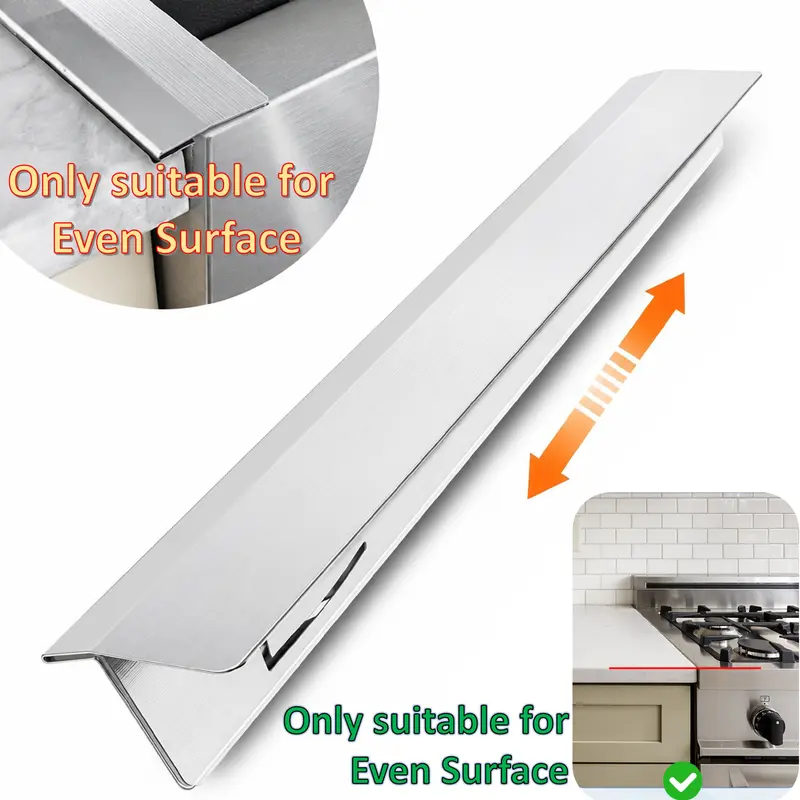 Adjustable Hob Stove Gap Cover, Easy to Clean, Adjustable Stainless Steel Stove Gap Covers, Heat Resistant Stove Counter Gap Filler Guard, Easy to Clean Kitchen Gap Cover for Flat Countertops, stainless cover for stove, Kitchen Counter Accessory, Home