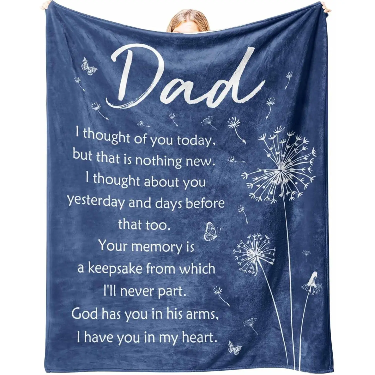 Memorial Bereavement Gifts for Loss of Dad Father, Soft Flannel Memorial Blanket for Loss of Father Sympathy, Remembrance Condolences Sympathy Gifts Idea in Memory of Dad, 50x60 inches