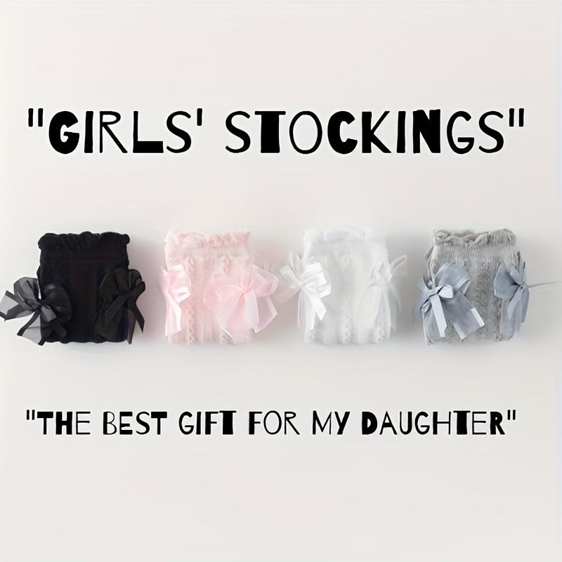 girl Long Stockings with Bow Decoration Soft Gradient Texture Tights Comfortable All Seasons for Daily Special Occasions