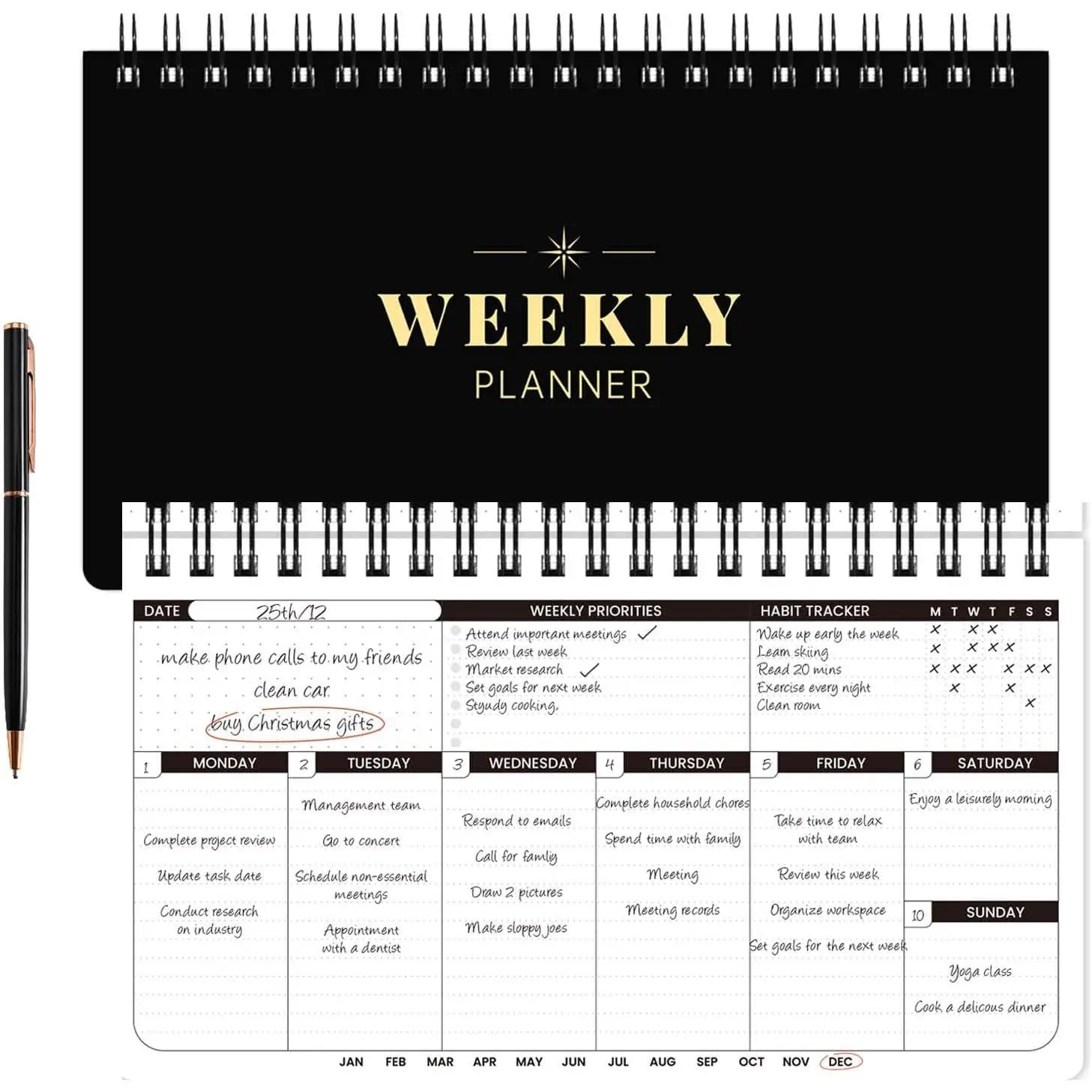 Weekly Planner - Undated Planner for Whole Year, Weekly