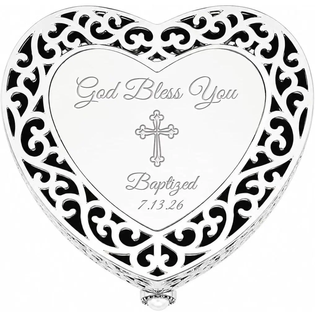 Cherished Moments Filigree Heart Jewelry Box, Religious Keepsake
